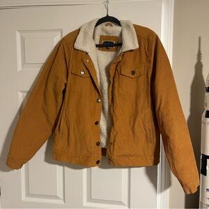 Jack South gold/dark yellow-orange corduroy faux shearling lined jacket